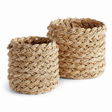 French Braided Abaca Storage Baskets (Set of 2)-Storage Baskets-Parc Decor