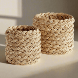 French Braided Abaca Storage Baskets (Set of 2)-Storage Baskets-Parc Decor