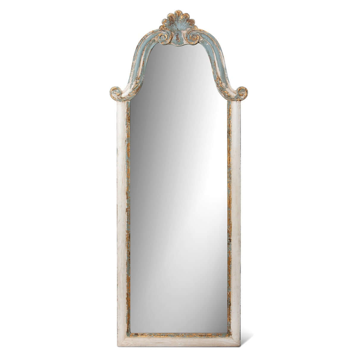 French Country Carved Wood Floor Mirror-Wall Mirror-Parc Decor