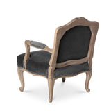 French Country Velvet Armchair with Carved Wood Frame-Chair-Parc Decor