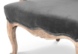 French Country Velvet Armchair with Carved Wood Frame-Chair-Parc Decor