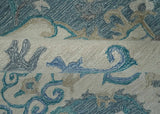 French Design Aubusson Custom Made Ivory and Blue Hand Tufted Wool Area Rug