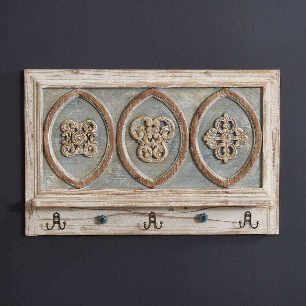 French Provincial Wall Shelf with Hooks-Storage-Parc Decor