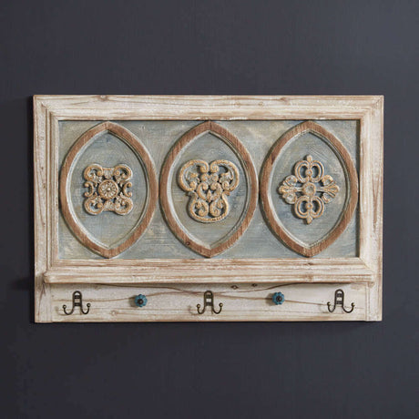 French Provincial Wall Shelf with Hooks-Storage-Parc Decor