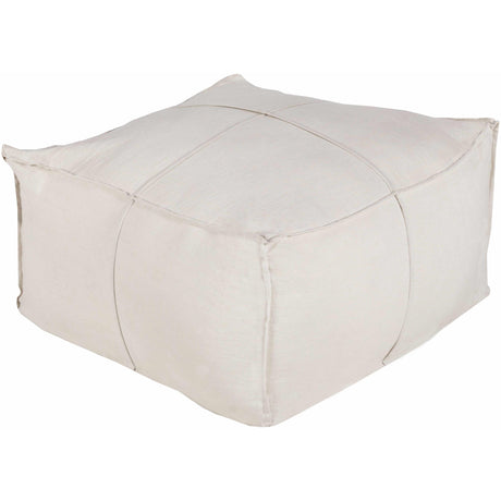 Friendsville Solid & Striped Ivory Pouf-Poufs-Parc Decor