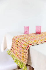 Fringe Table Runner, Floral raffia tabletop-table tops-Parc Decor