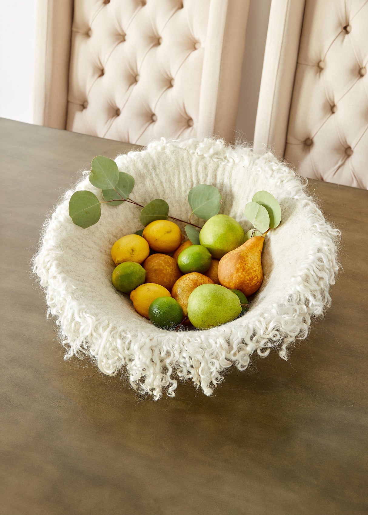 Fringed Skirt Decorative Wool Natural Bowl-Baskets-Parc Decor