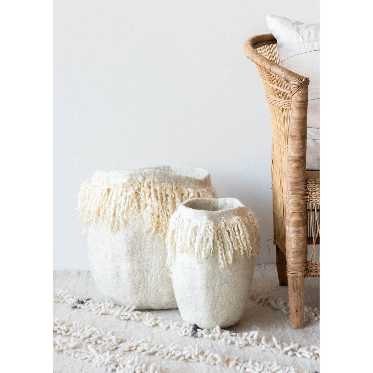 Fringed Skirt Mohair Decorative Wool Basket