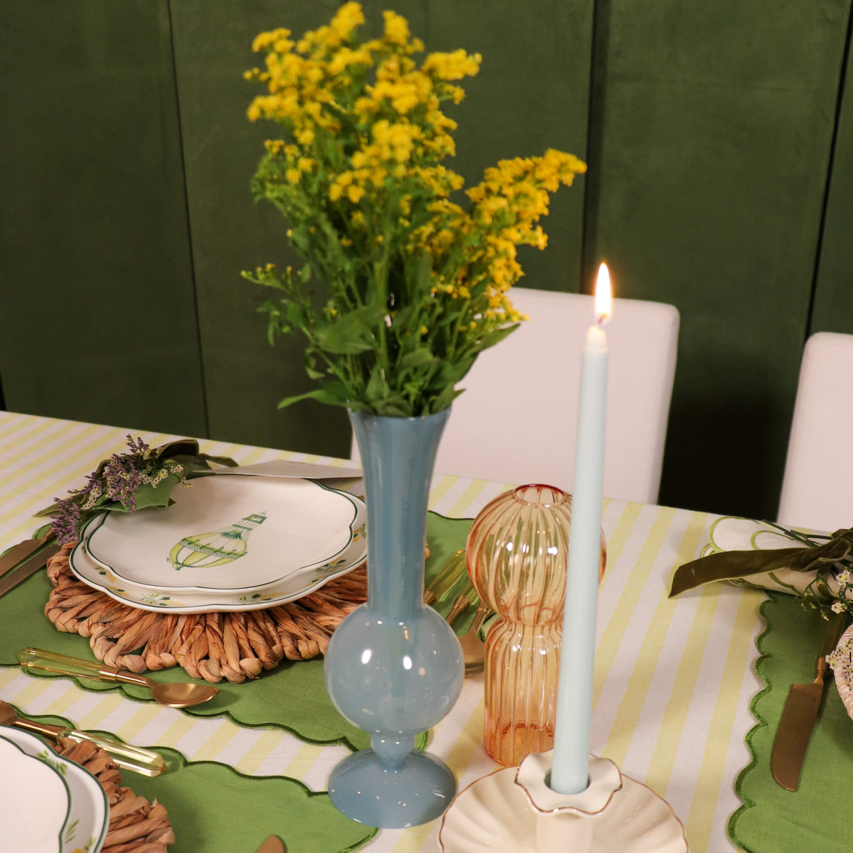 Frosted Blue Haze Vase - Pair-Decorative vase-Parc Decor