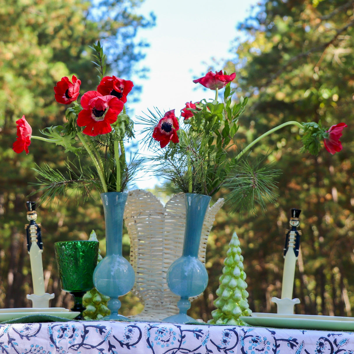 Frosted Blue Haze Vase - Pair-Decorative vase-Parc Decor