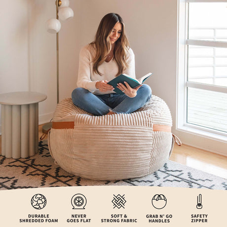 Fuf 4Ft Foam Bean Bag-foam filled-Parc Decor