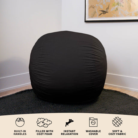 Fuf 4Ft Foam Bean Bag-foam filled-Parc Decor