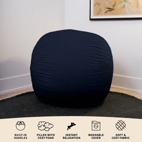 Fuf 4Ft Foam Bean Bag-foam filled-Parc Decor