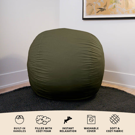 Fuf 4Ft Foam Bean Bag-foam filled-Parc Decor