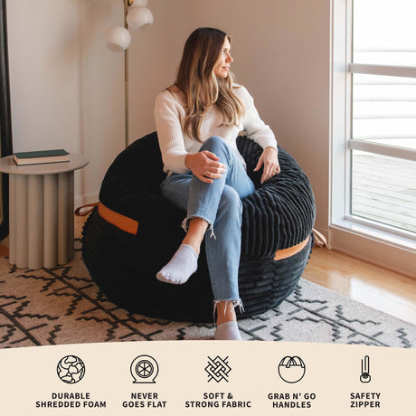 Fuf 4Ft Foam Bean Bag-foam filled-Parc Decor