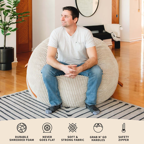 Fuf 5Ft Foam Bean Bag-foam filled-Parc Decor