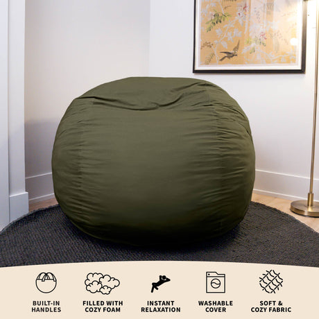 Fuf 5Ft Foam Bean Bag-foam filled-Parc Decor