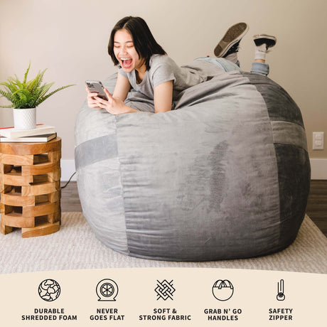 Fuf 5Ft Foam Bean Bag-foam filled-Parc Decor