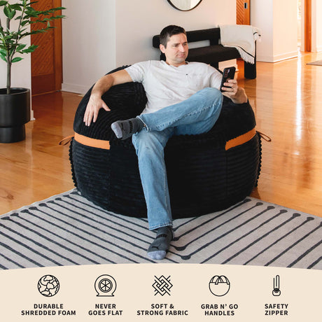 Fuf 5Ft Foam Bean Bag-foam filled-Parc Decor