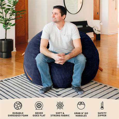 Fuf 5Ft Foam Bean Bag-foam filled-Parc Decor