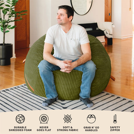 Fuf 5Ft Foam Bean Bag-foam filled-Parc Decor