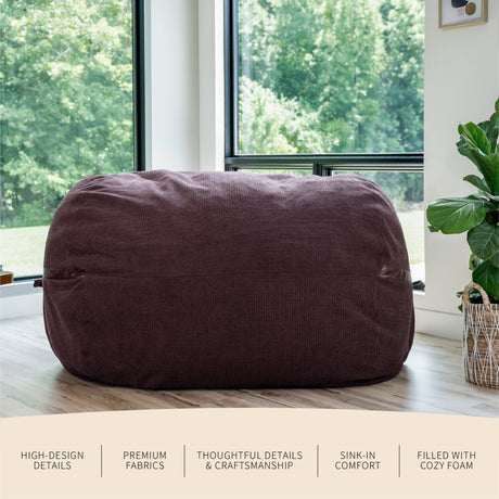 Fuf 6.5Ft Foam Bean Bag-foam filled-Parc Decor