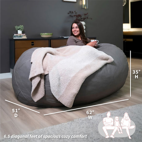 Fuf 6.5Ft Foam Bean Bag-foam filled-Parc Decor