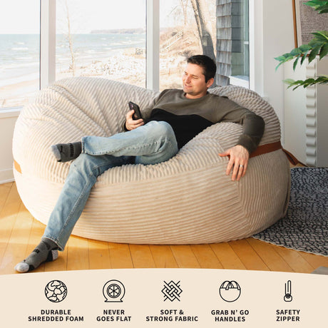 Fuf 6.5Ft Foam Bean Bag-foam filled-Parc Decor