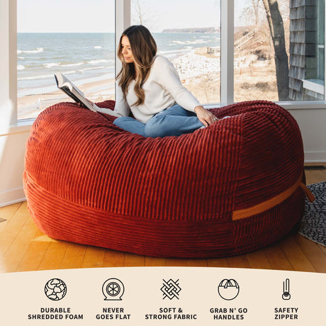 Fuf 6.5Ft Foam Bean Bag-foam filled-Parc Decor