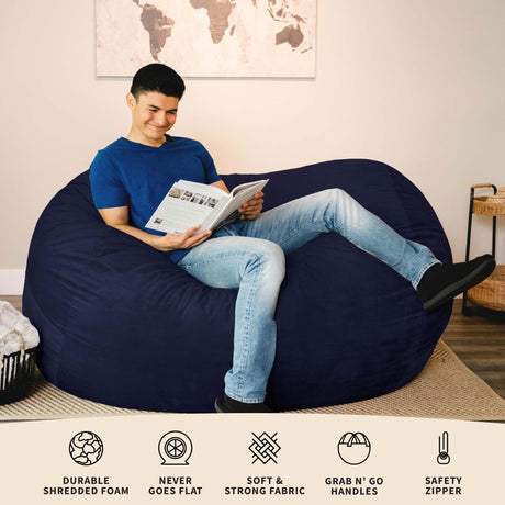 Fuf 6.5Ft Foam Bean Bag-foam filled-Parc Decor