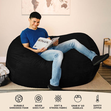 Fuf 6.5Ft Foam Bean Bag-foam filled-Parc Decor