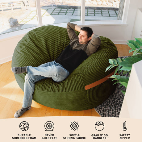Fuf 6.5Ft Foam Bean Bag-foam filled-Parc Decor