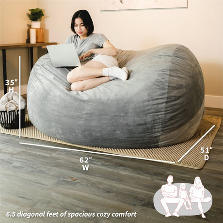 Fuf 6.5Ft Foam Bean Bag-foam filled-Parc Decor