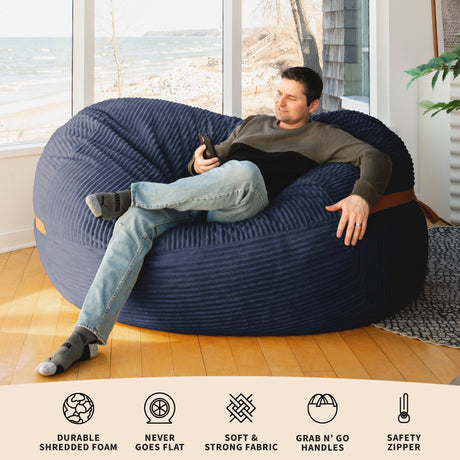 Fuf 6.5Ft Foam Bean Bag-foam filled-Parc Decor