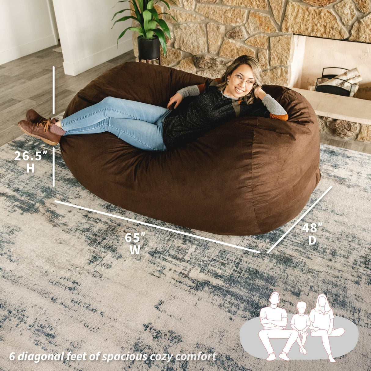 Fuf® 6Ft Foam Bean Bag Lounger