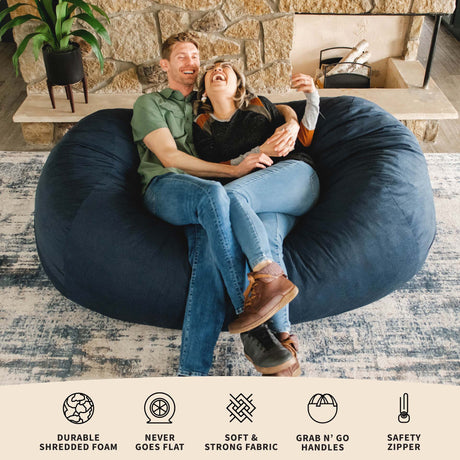 Fuf 6Ft Foam Bean Bag Lounger-foam filled-Parc Decor