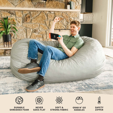 Fuf 6Ft Foam Bean Bag Lounger-foam filled-Parc Decor