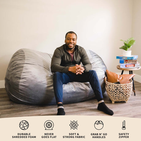 Fuf 6Ft Foam Bean Bag Lounger-foam filled-Parc Decor