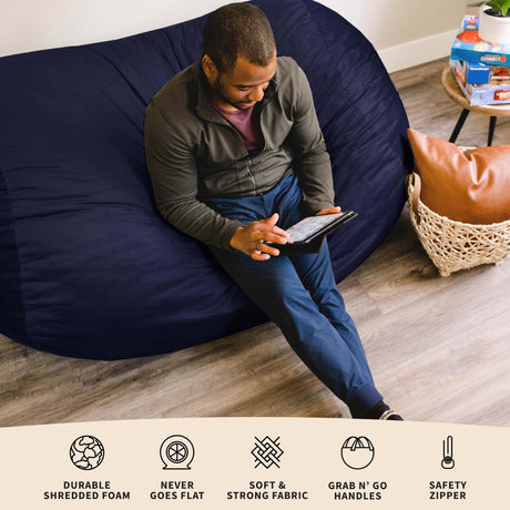 Fuf 6Ft Foam Bean Bag Lounger-foam filled-Parc Decor