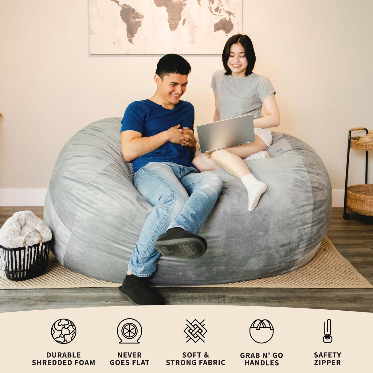 Fuf® 7Ft Foam Bean Bag