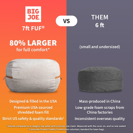 Fuf® 7Ft Foam Bean Bag