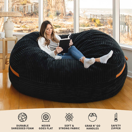 Fuf 7Ft Oversized Foam Bean Bag-foam filled-Parc Decor