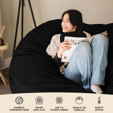 Fuf 7Ft Oversized Foam Bean Bag-foam filled-Parc Decor