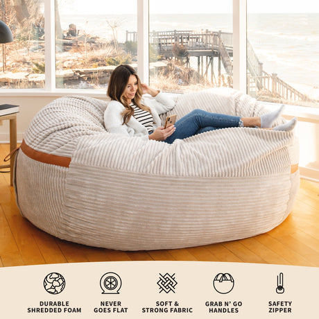 Fuf 7Ft Oversized Foam Bean Bag-foam filled-Parc Decor