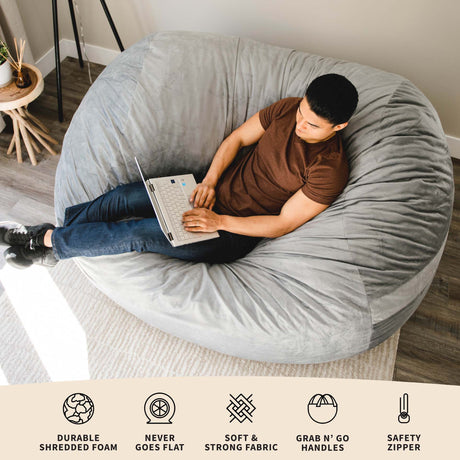 Fuf 7Ft Oversized Foam Bean Bag-foam filled-Parc Decor
