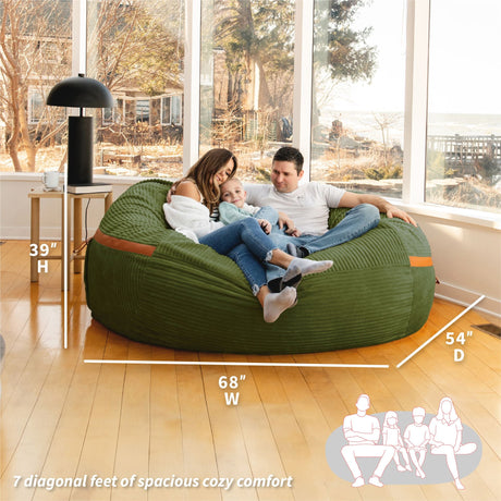 Fuf 7Ft Oversized Foam Bean Bag-foam filled-Parc Decor
