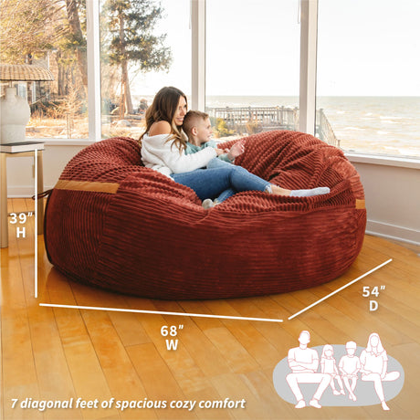Fuf 7Ft Oversized Foam Bean Bag-foam filled-Parc Decor