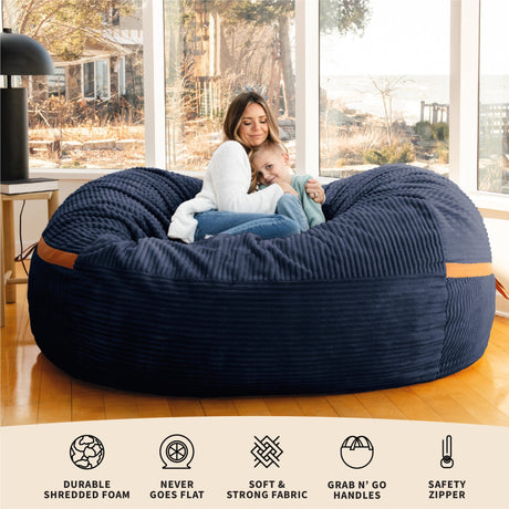 Fuf 7Ft Oversized Foam Bean Bag-foam filled-Parc Decor