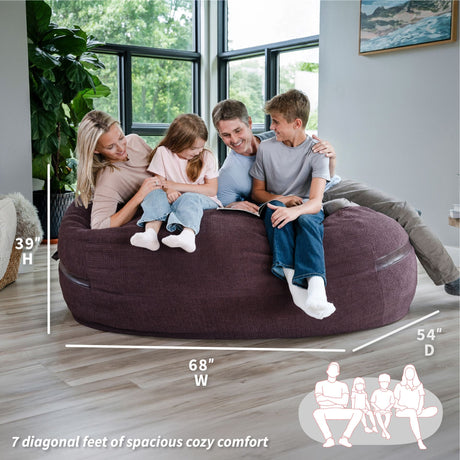 Fuf 7Ft Oversized Foam Bean Bag-foam filled-Parc Decor