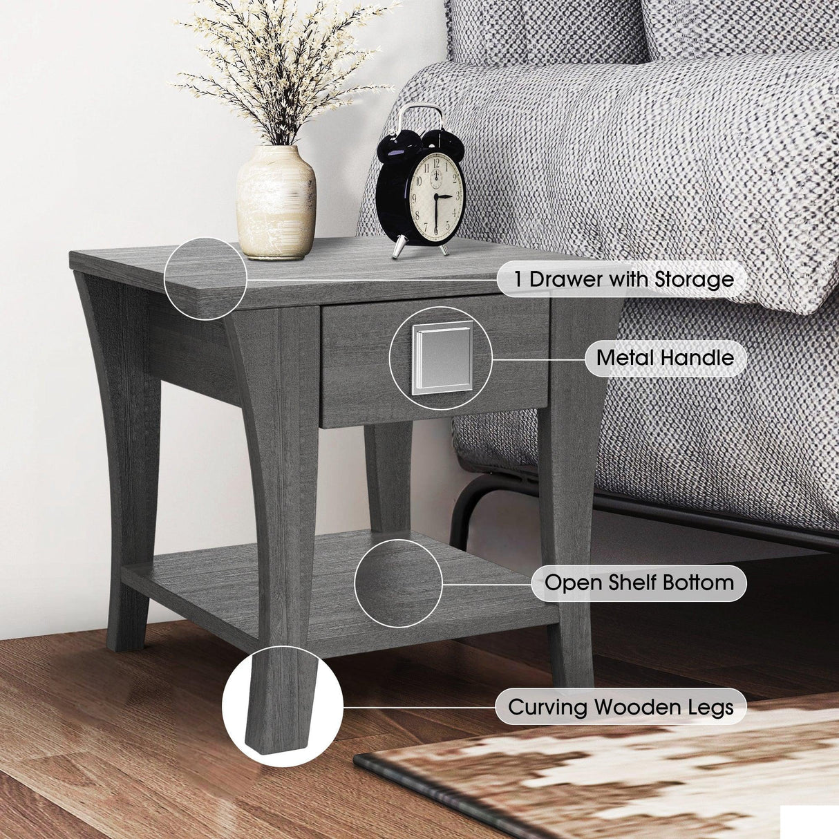 Furniture of America Amity End Table, Gray-边桌-Parc Decor